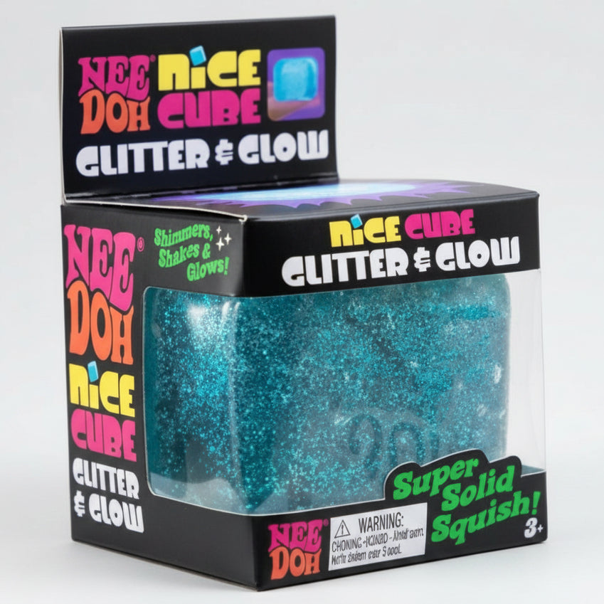 Nee-Doh Glitter & Glow Nice Cube: Blue 💙✨